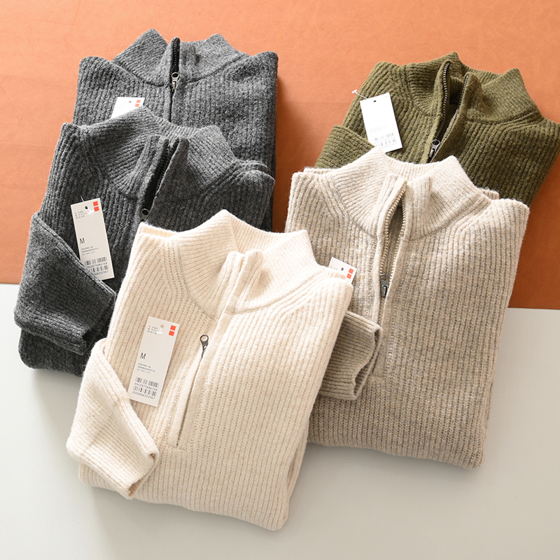 试衣间订单半高领针织衫毛衣