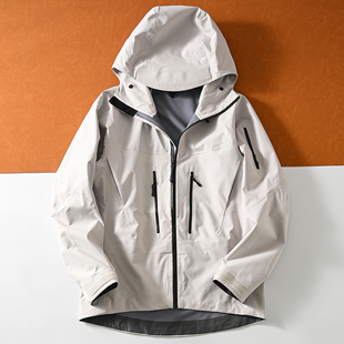 飞禽高端鸟款户外春秋男士薄款硬壳冲锋衣压胶防水连帽夹克外套男