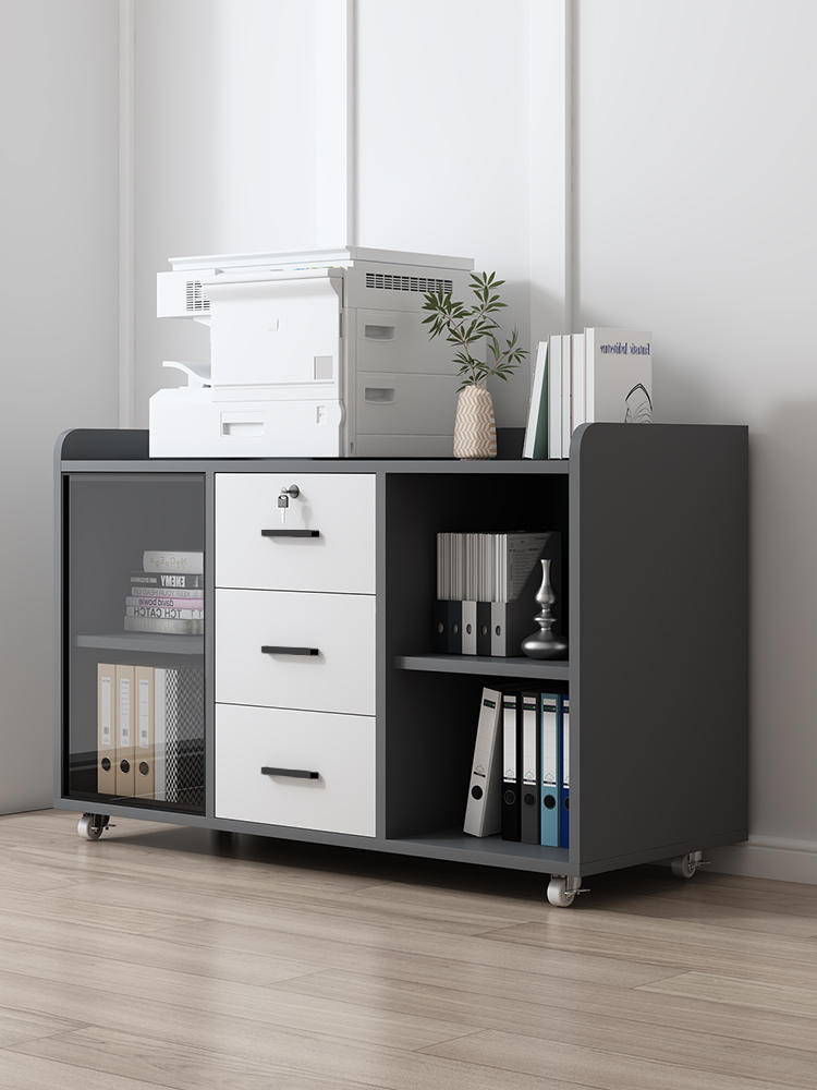 办公室边柜侧柜文件柜矮柜打印机置物柜储物柜移动收纳办公桌边柜