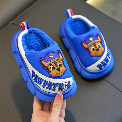 汪汪队儿童棉拖鞋秋冬季男童EVA室内皮面防水中大童男孩宝宝棉鞋