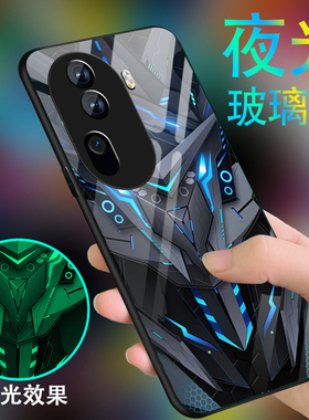 黑色战士适用于opporeno11手机壳reno10男reno9pro新款Reno10Pro+炫酷十夜光玻璃全包高级感外壳防摔潮硅胶套