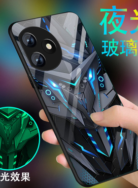 黑色战士适用华为荣耀x50i+手机壳男honorx30新款x50炫酷x20SE夜光玻璃x40i全包X50GT防摔高级x30max潮X10套