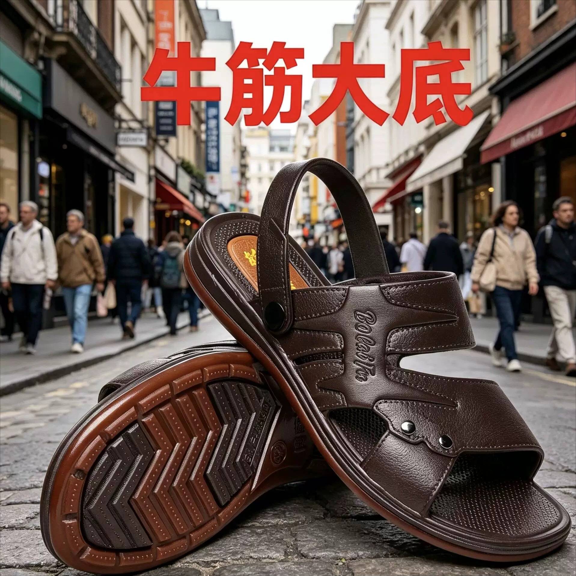 2026夏季新款越南牛筋底耐磨防臭男士凉鞋防水两用雨天开车鞋防滑