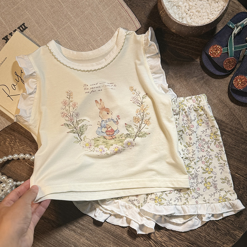 冰丝莫代尔婴儿衣服夏天薄款女宝宝夏季套装女童睡衣幼儿童家居服