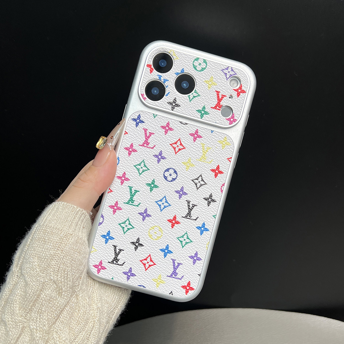 AI按键全包适用苹果17promax手机壳秒变16防摔15新年14磁吸支架轻奢简约皮质男女新款网红老花白三彩爆款