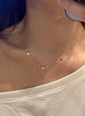 法式爱心流苏项链女配饰高级感轻奢小众复古千金气质百搭锁骨颈链