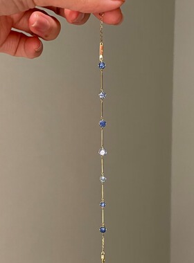 「浅蓝幽境」清冷感爆闪蓝色圆形闪锆手链复古简约精致高级感手饰