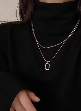 小众高级设计感几何双层衣毛衣链