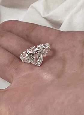 爱心镂空开口戒指复古设计高级蕾丝轻奢卷草小众指环甜美礼物