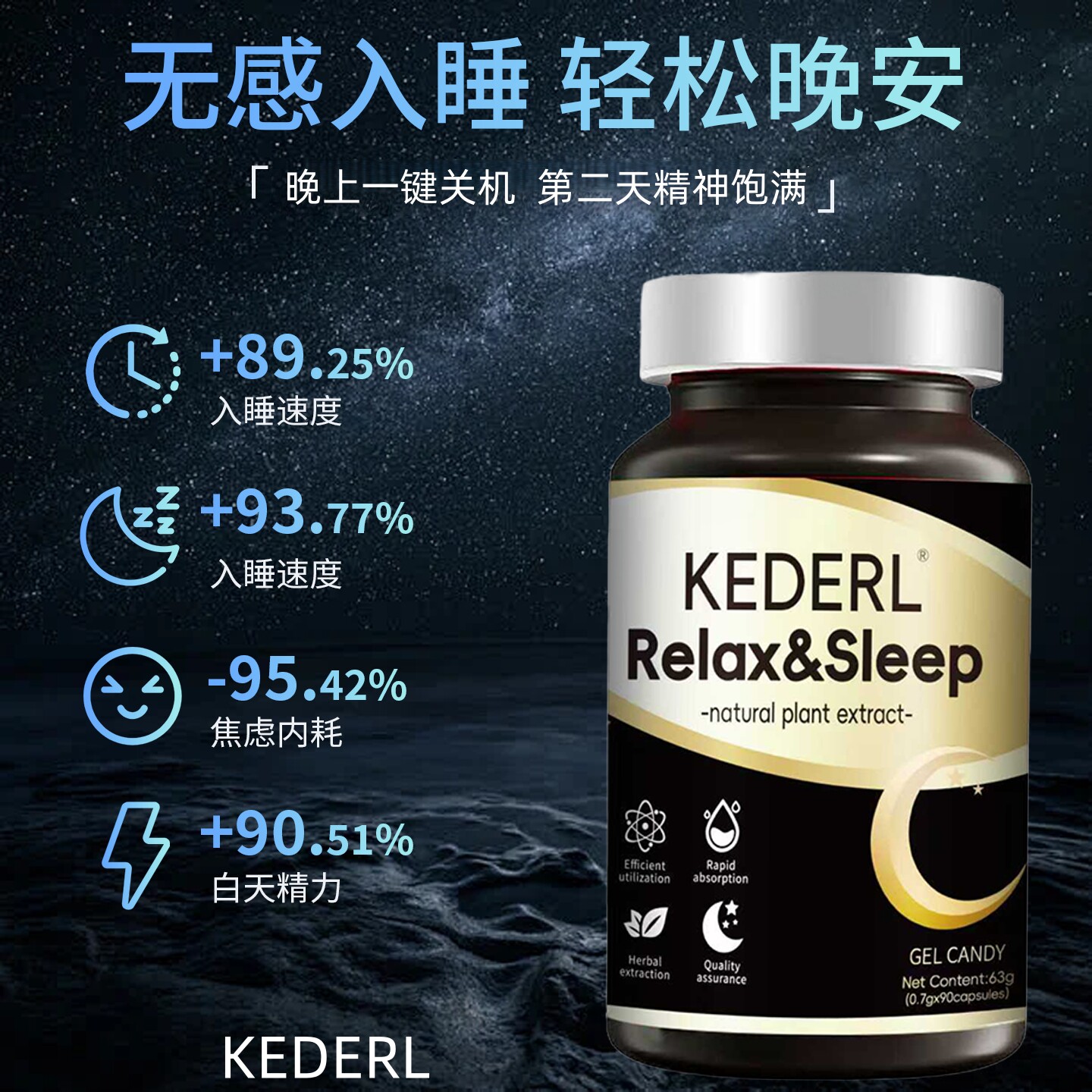 美国进口品牌氨基丁酸酸枣仁睡眠片胶囊GABA非褪黑素睡眠问题正品