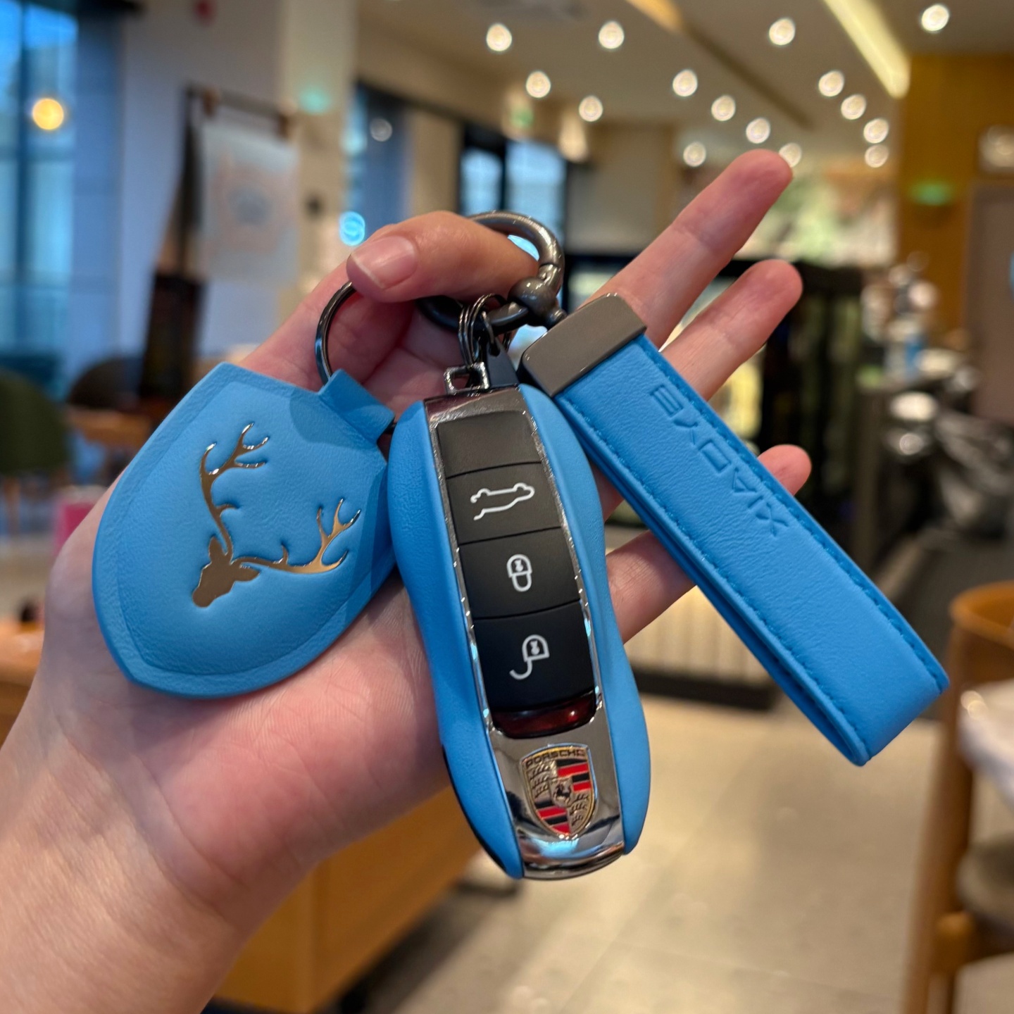 保时捷钥匙壳真皮卡宴帕拉梅拉