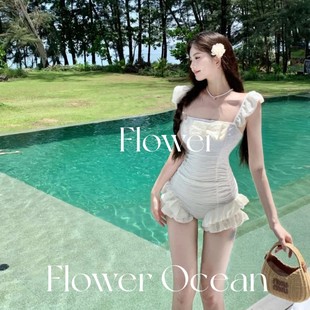 纯欲少女温柔风连体泳衣显瘦遮肚温泉度假泳衣 心动