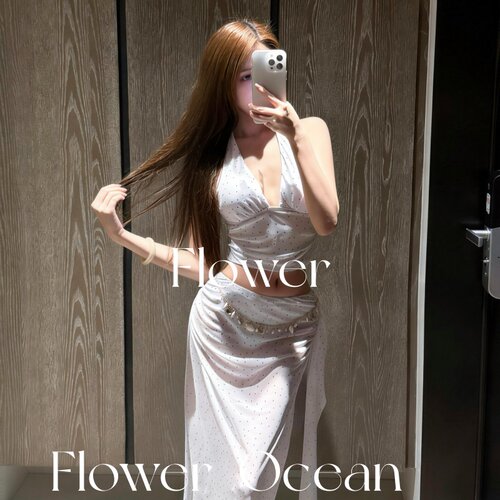 【波尔卡】韩系波点挂脖分体bikini长裙三件套温泉海边度假泳衣