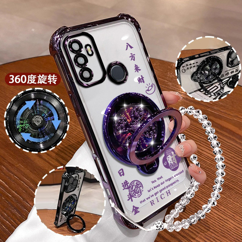 适用OPPOA32新款手机壳A32八方来财A11s高级感PDVM00保护壳opopA36带镜头膜A35包边A15新款支架A35风生水起款