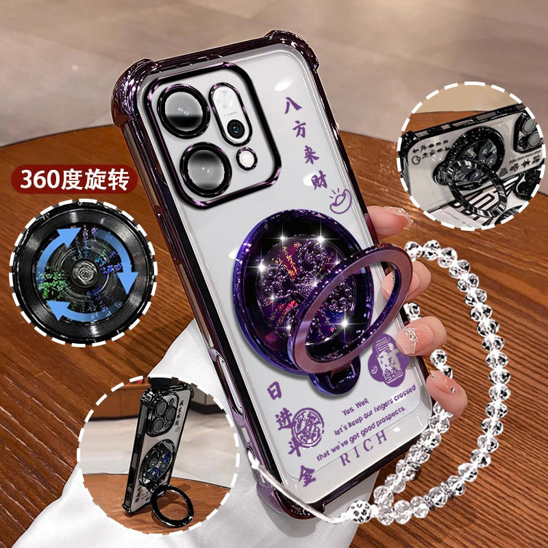 适用OPPOReno14手机壳14pro镜头膜PLA110简约透明来财壳Reno14防摔reno14风生水起支架Reno14男女潮款保护套