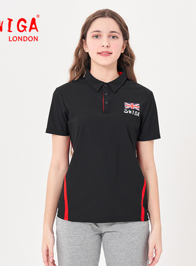 swiga黑色有领文化衫舞蹈生比赛表演队服