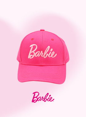 Barbie芭比官方正品粉帽子女款刺绣鸭舌帽加深帽檐棒球帽时尚礼物