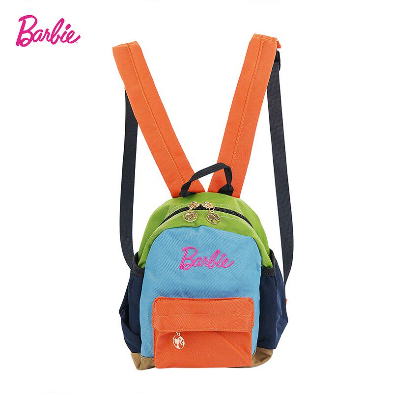 Barbie芭比官方正品撞色糖果可爱大学生双肩背包电脑包书包通勤