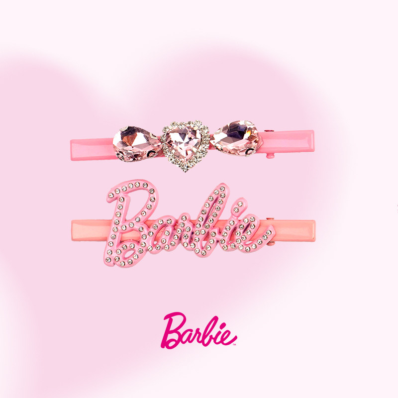 Barbie芭比官方正品发夹粉色发饰女高级饰品新款头饰礼物侧边夹子