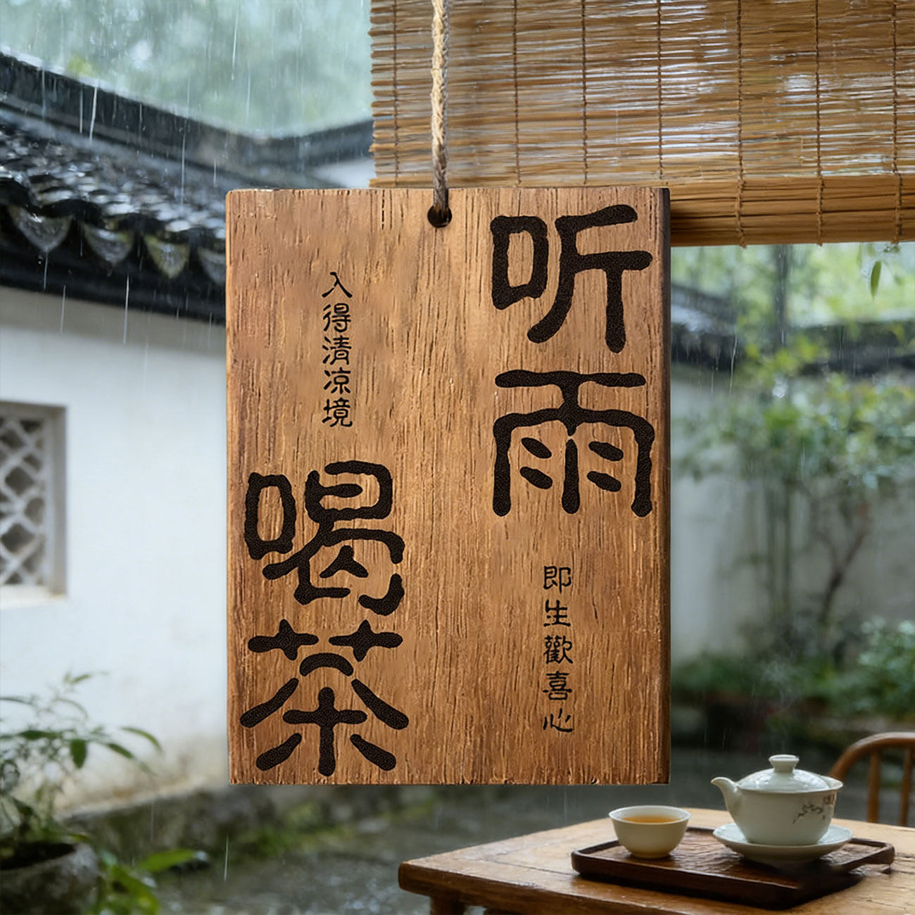 创意刻字复古装饰木牌挂牌茶室门牌闲庭慢煮定制刻字牌子茶舍阳台户外