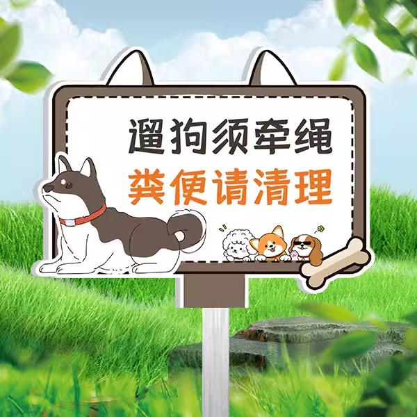 文明养犬提示牌【送插地立杆】