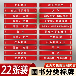 图书分类标识牌亚克力图书馆图书分区位置标识贴纸墙贴书店分类牌子书架档案资料室层板分类标牌铁艺定制定做