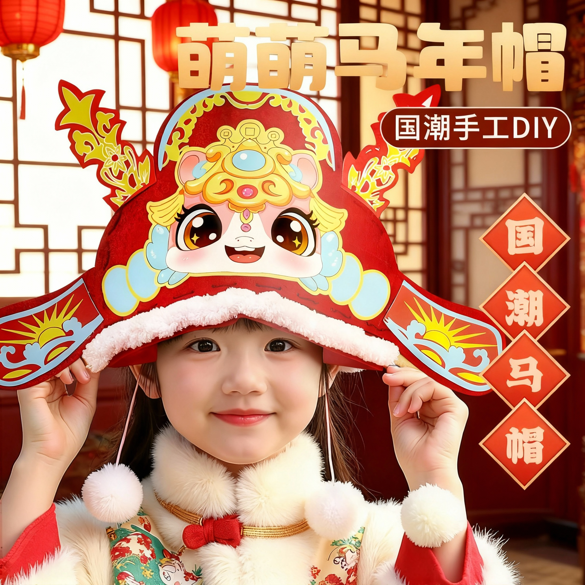 马年新春2025头帽子儿童元