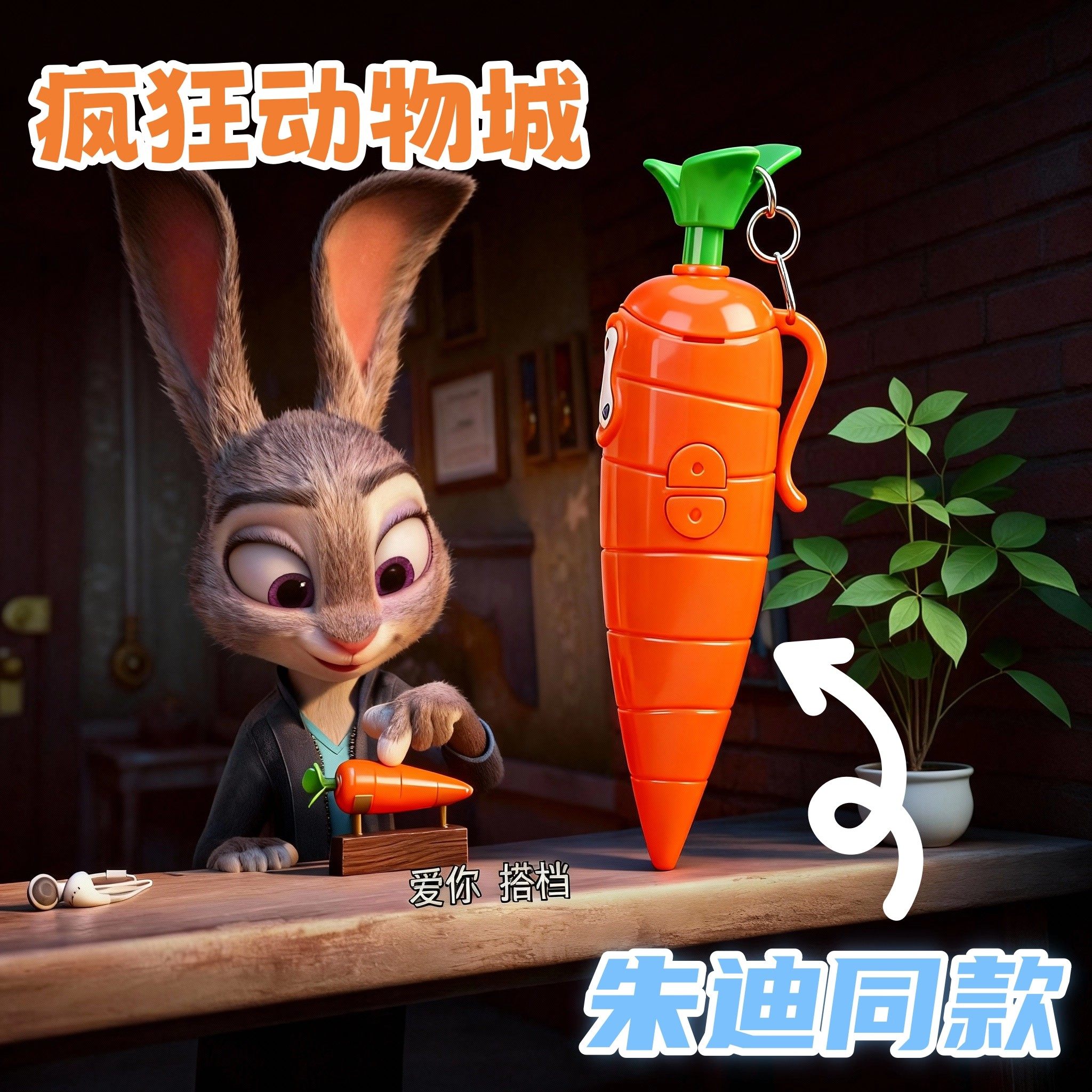 新款朱迪疯狂动物城胡萝卜录音笔同款兔子警官周边爱你搭档写字笔