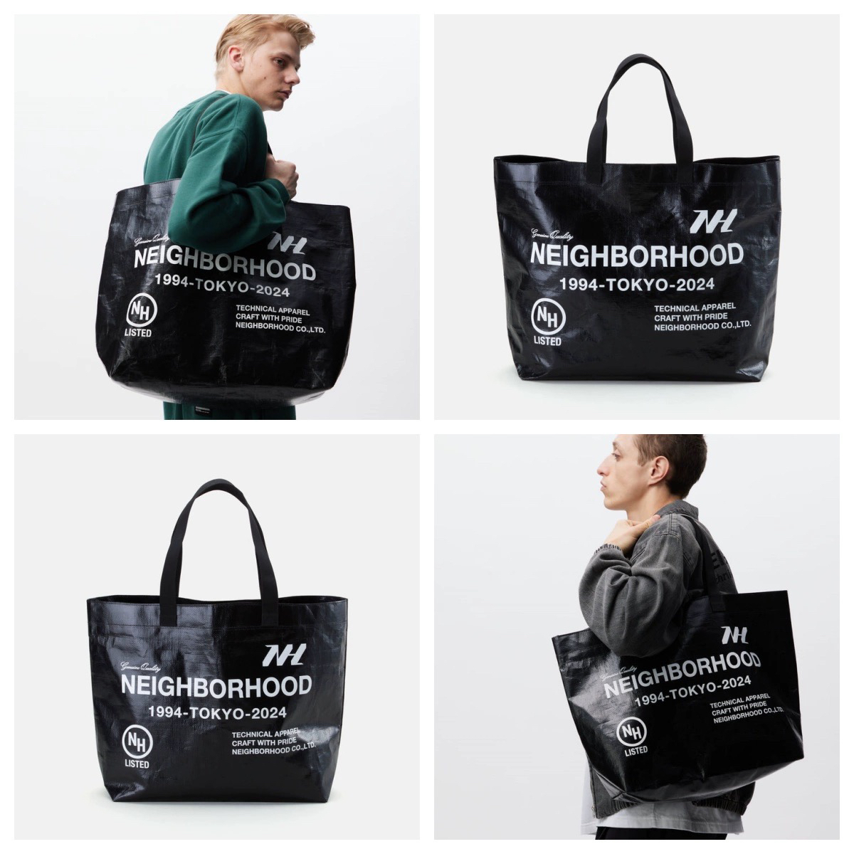 现货 NEIGHBORHOOD LOGO FLEXIBLE BAG LOGO手提单肩托特包 24SS