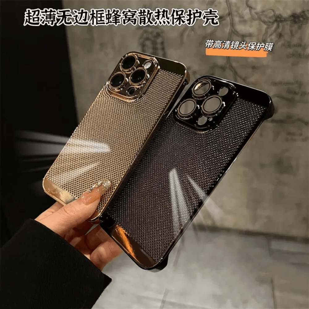 无边框散热壳适用苹果15promax手机壳新款超薄iPhone14镜头全包13pm电镀超薄防摔12pro保护套11简约男女半包