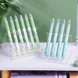笔架美甲置笔架玻璃多格亚克力树脂整理桌面工具透明美术生大容量笔筒收纳盒学生圆珠笔架展示架饰品彩妆架