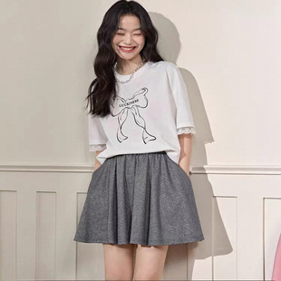 阔色灰色亮闪闪休闲半身裙裤女2025春夏季新款松紧腰百褶裙短裙子