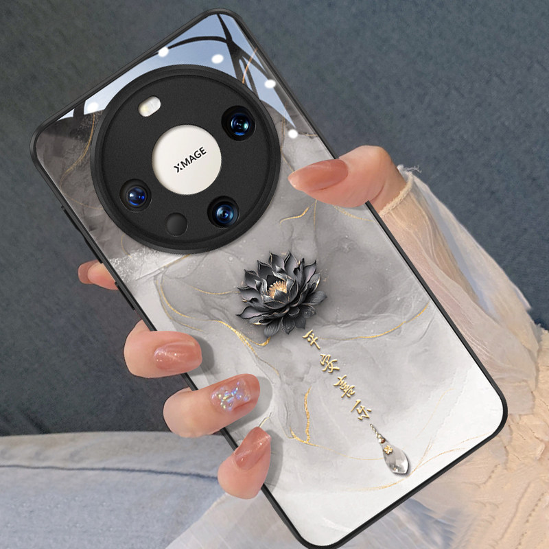 超火平安喜乐莲花适用华为mate80pro手机壳新款女mate70保护套网红奢华mate60pro外壳全包防摔mate5