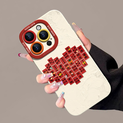 苹果16promax手机壳爱心拼福液态