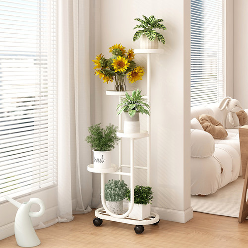 速立普可移动奶油风铁艺多层花架