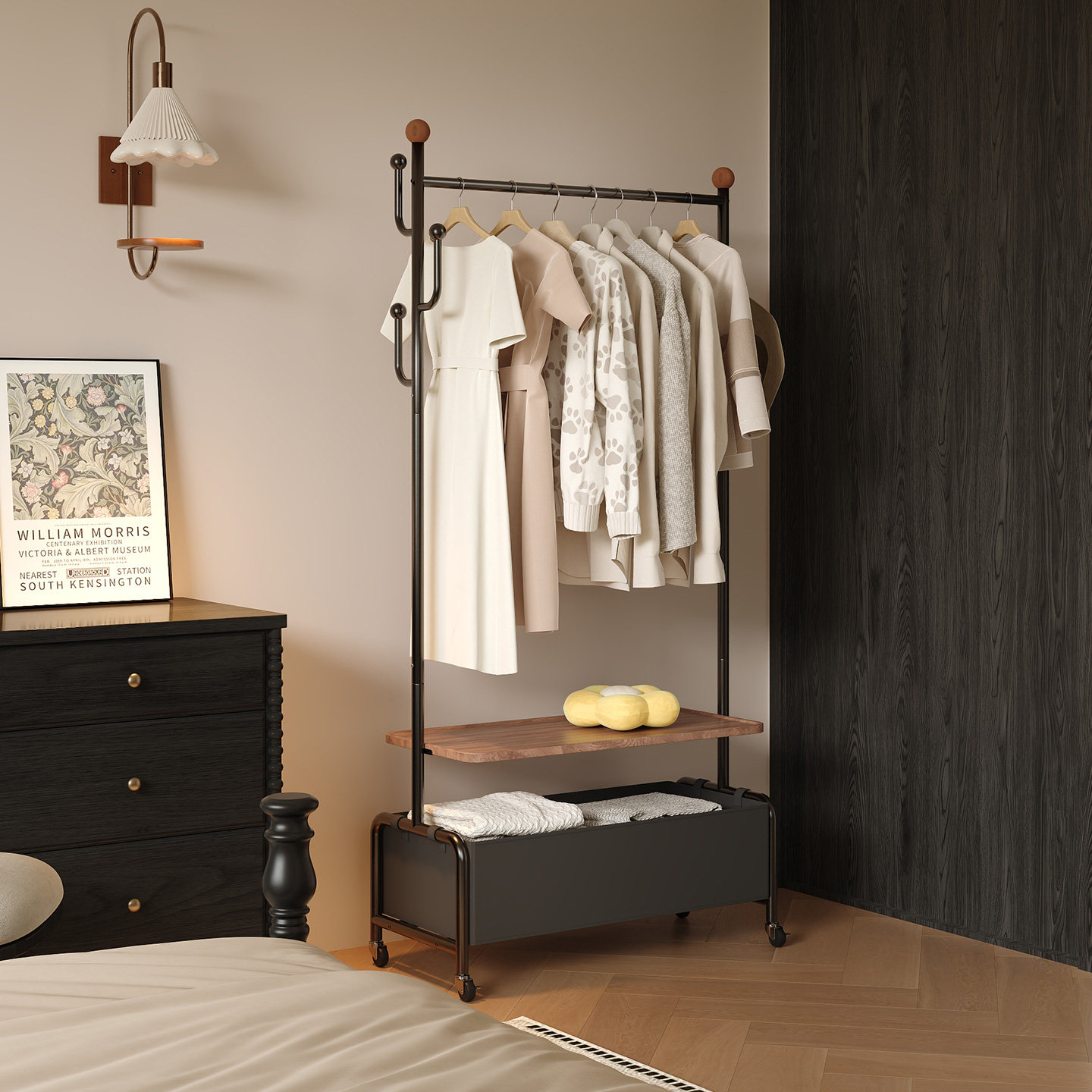 速立普中古风家用卧室落地挂衣架