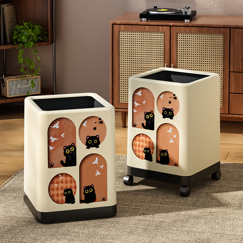 家用客厅厨房高颜值垃圾桶可移动卫生间厕所卧室房间宿舍带轮纸篓