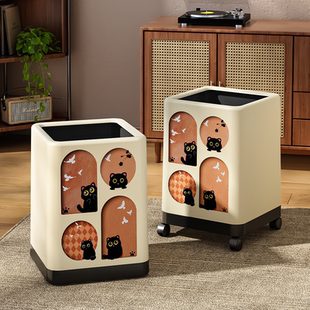 家用客厅厨房高颜值垃圾桶可移动卫生间厕所卧室房间宿舍带轮纸篓