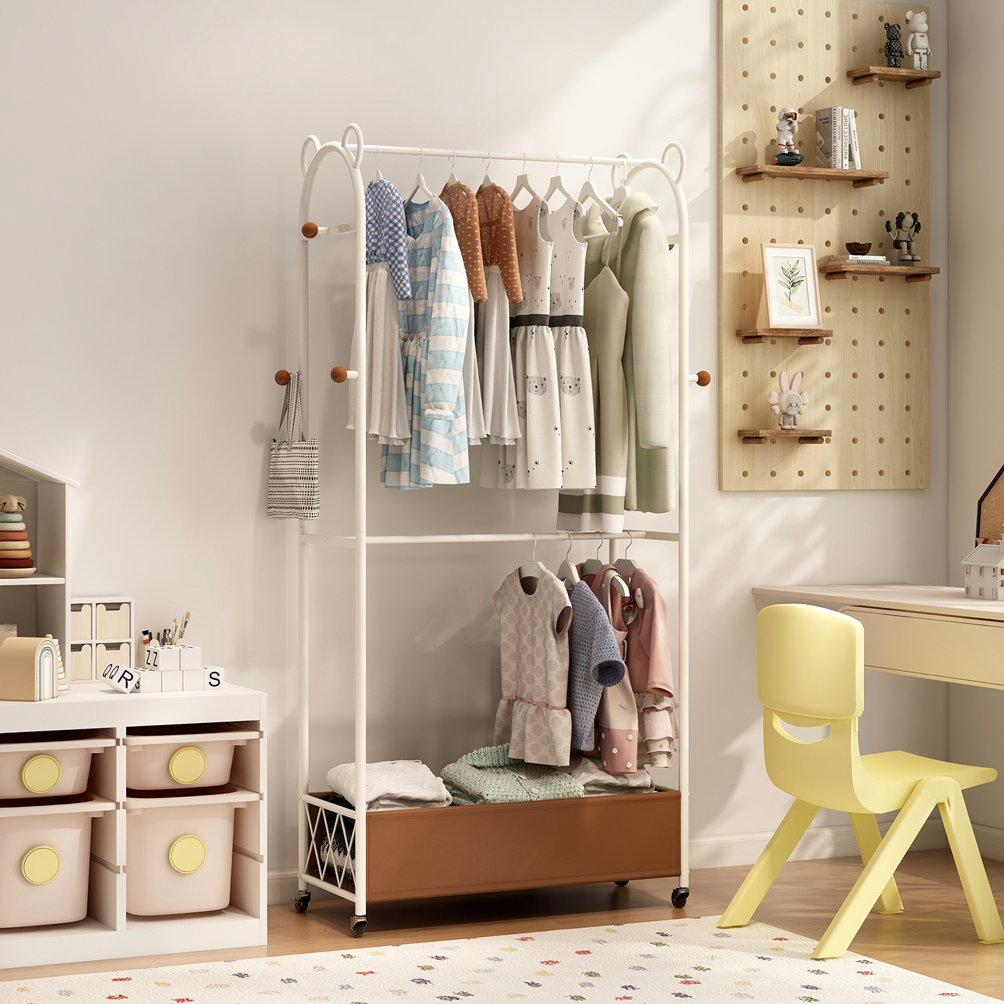 速立普儿童可移动双层落地挂衣架