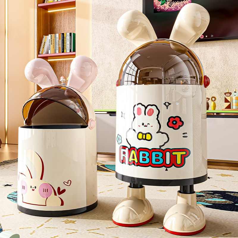 家用客厅大容量垃圾桶2026新款卧室轻奢高档高颜值带轮翻盖纸篓