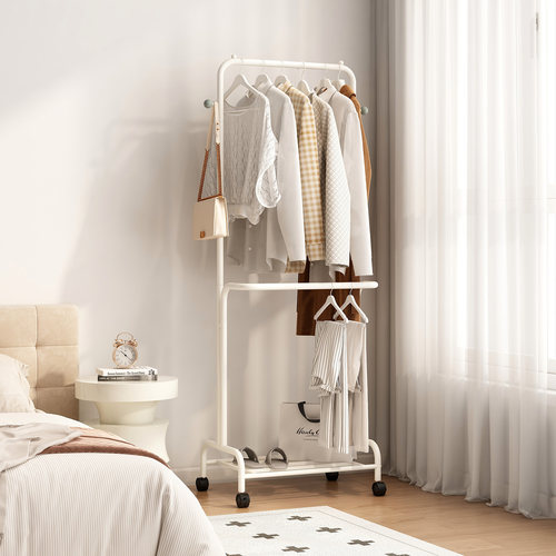 速立普卧室奶油风铁艺落地挂衣架