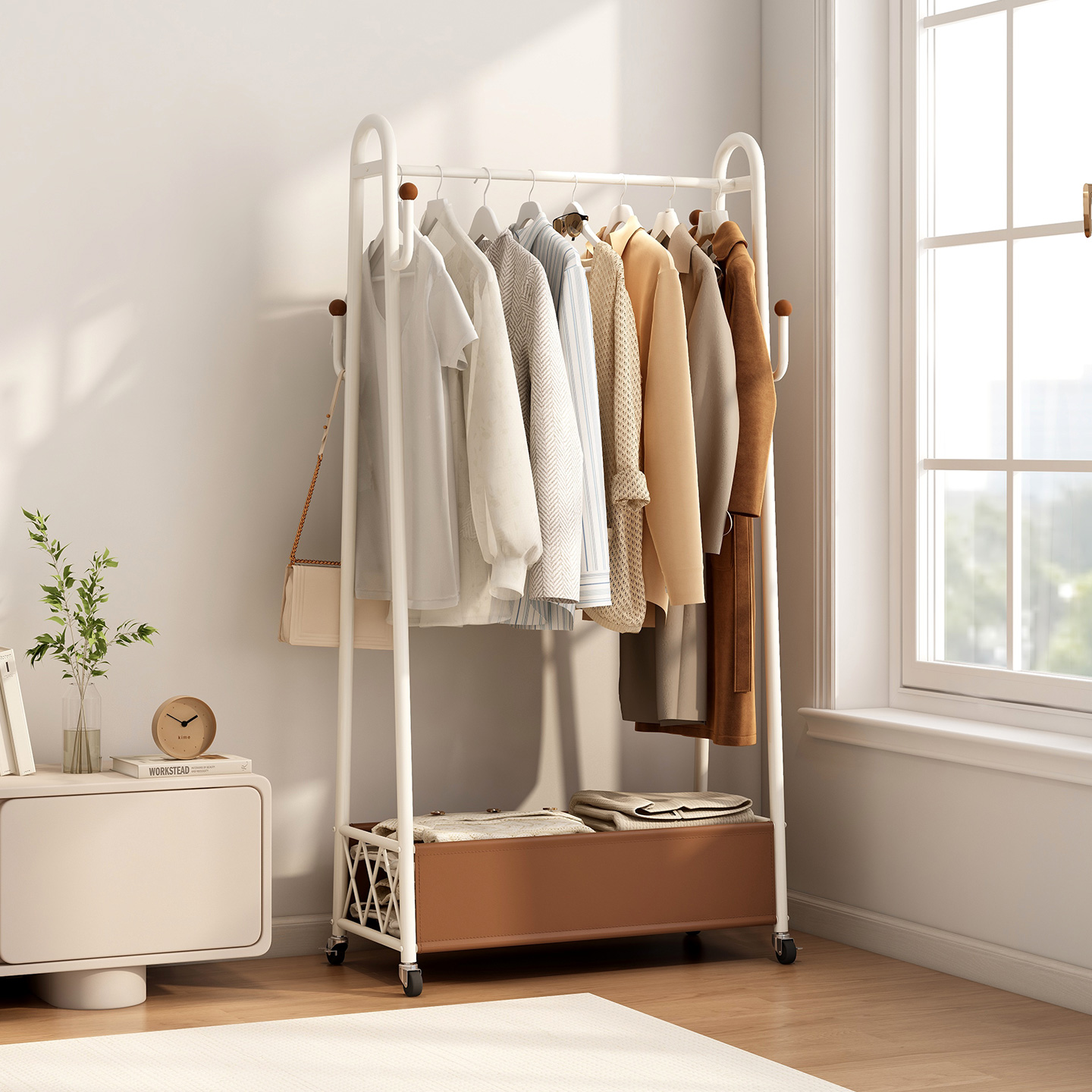 速立普室内可移动卧室落地挂衣架