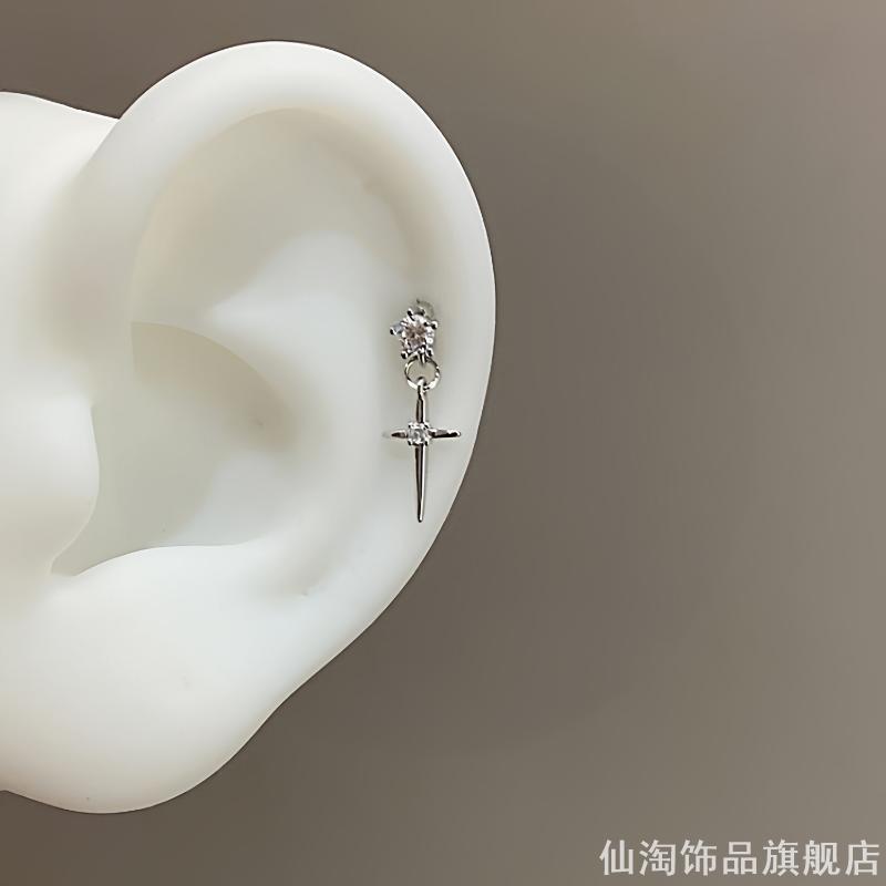 轻奢耳钉小众设计四芒星高级耳饰