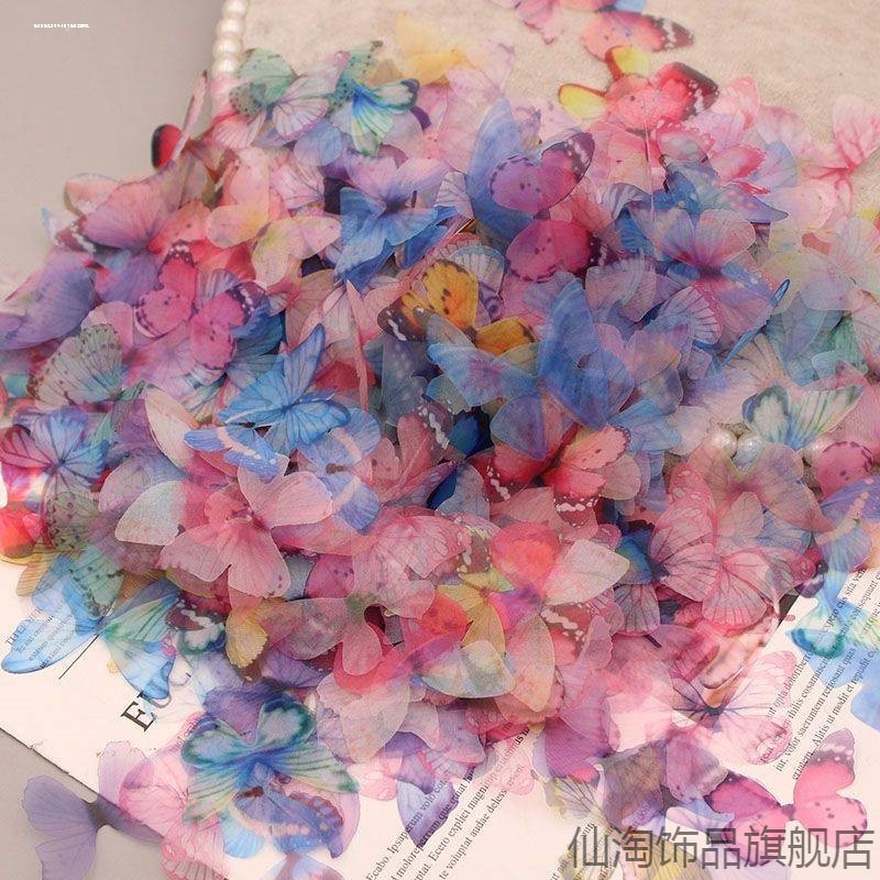 古风汉服diy薄纱蝴蝶发夹美甲手工仿真多款表演小配件配饰发簪