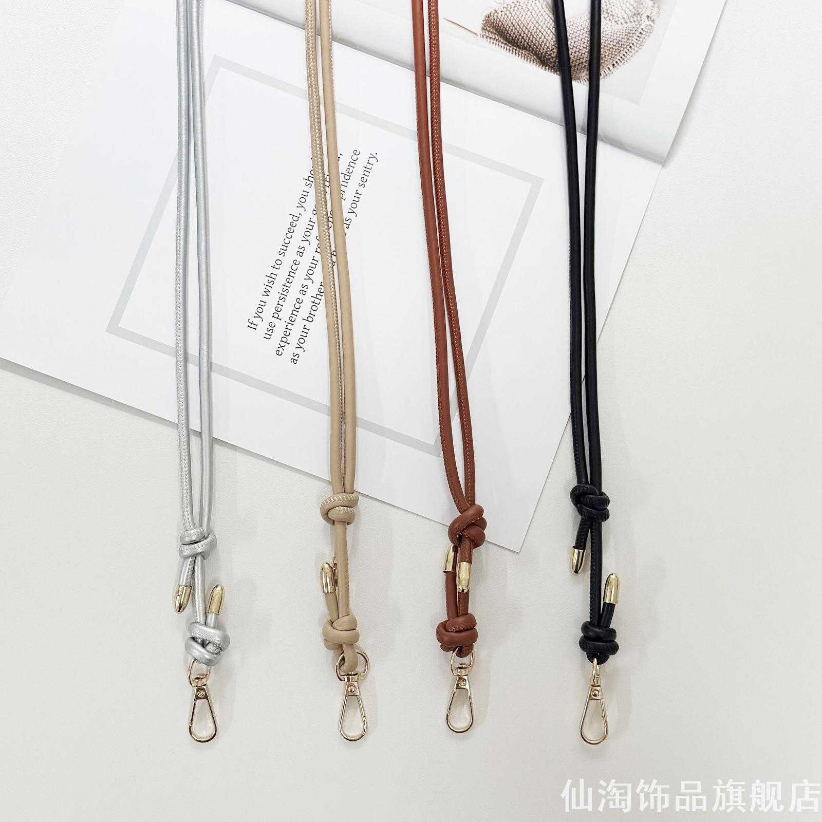 简约打结PU皮细包带可伸缩长度多色手工小包斜挎替换单肩肩带