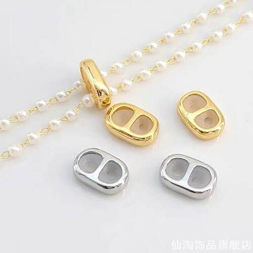 DIY配件可调节手绳扣钢丝皮绳手链扣圆绳米兰绳收尾帽绳套8字扣