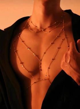 欧美性感金属链bikini比基尼身体链夏季时尚沙滩胸链胸罩衣项链