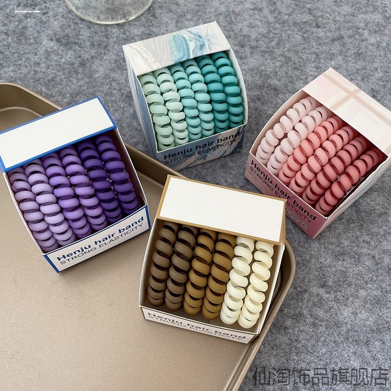 无痕绿色颜色好看电话线发圈简约高弹力优雅青色夏季扎辫子糖果色