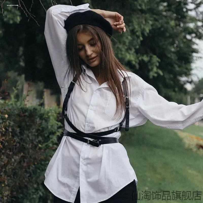 欧美街头连衣裙腰带女配裙子衬衫西装收腰腰封束腰女士高级感黑色