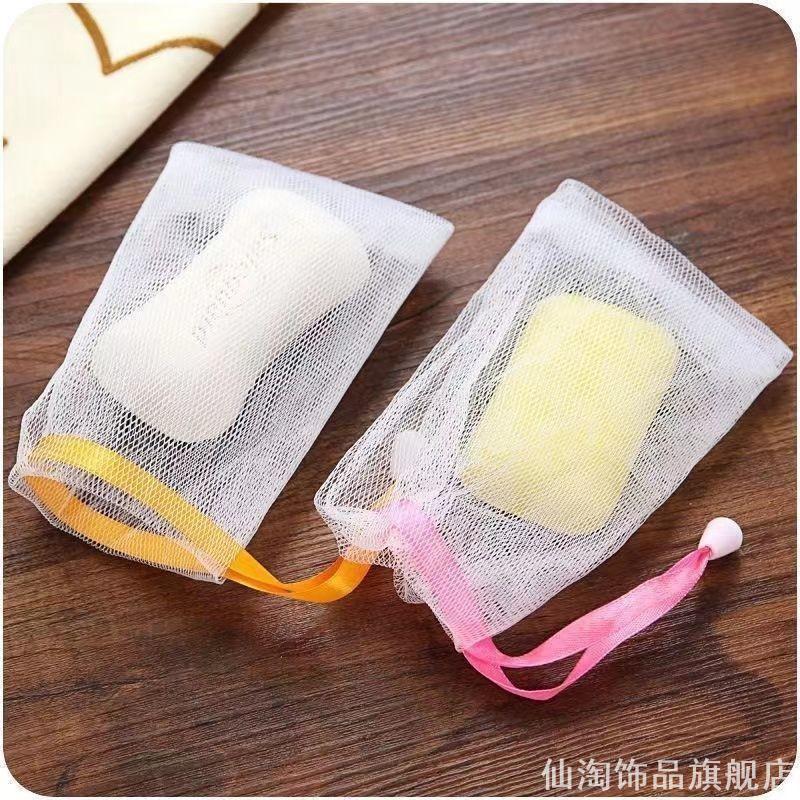可挂式香皂袋子起泡网打泡网棉麻束口居家收纳洁面洗手香皂袋 - 实物图